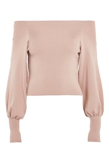 Topshop Balloom Sleeve Knitted Bardot Top