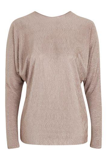 Topshop Crinkle Long Sleeve Twist Back Top
