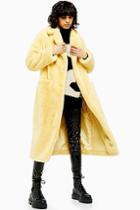 Topshop Buttermilk Maxi Length Faux Fur Coat
