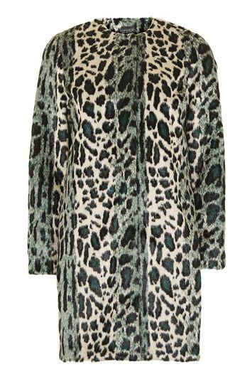 Topshop Leopard Pint Faux Fur Coat
