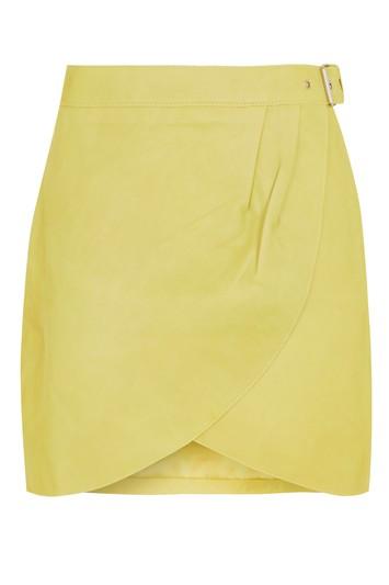 Topshop Wrap Buckle Leather Skirt