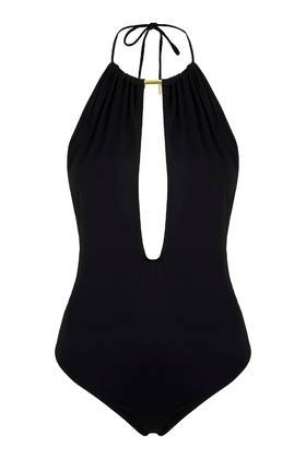 Topshop Gold Trim Halter Swimsuit