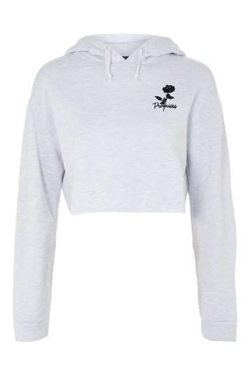 Topshop Petite 'promises' Cropped Hoodie