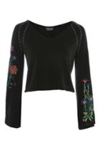 Topshop V-neck Stud And Embroidery Detailed Sweater