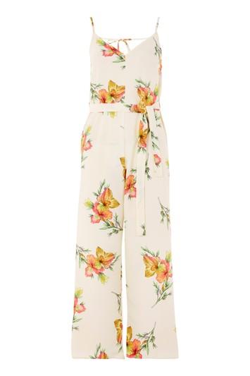Topshop Sunset Floral Tie Jumpsuit