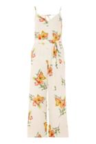 Topshop Sunset Floral Tie Jumpsuit