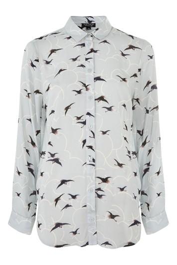 Topshop Birds And Clouds Casual Shirt