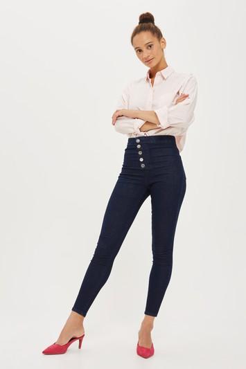 Topshop Moto Blue Angle Button Indigo Joni Jeans