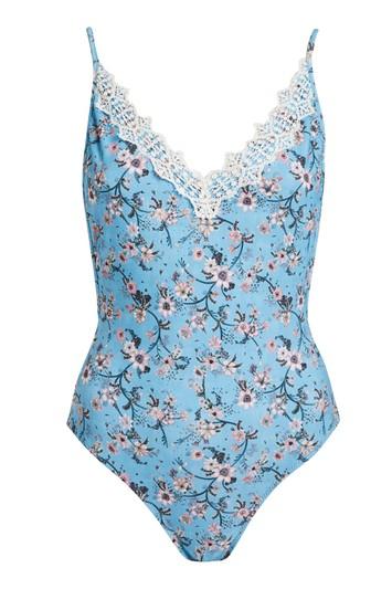 Topshop Ditsy Floral Print Lace Swimsuit
