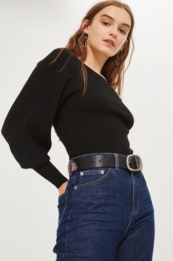 Topshop Balloon Sleeve Bardot Sweater