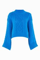 Topshop Cable Knit Roll Neck Jumper