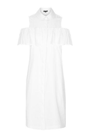 Topshop Poplin Ruffle Shirtdress