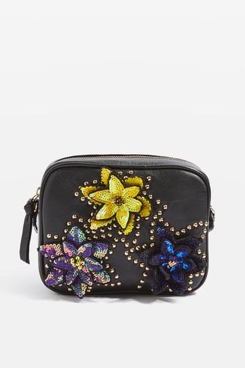 Topshop Lina Leather Sequin Crossbody Bag