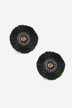 Topshop Black Fan And Stone Earrings