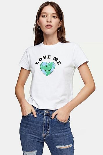 Topshop Organic Cotton Smile Earth T-shirt