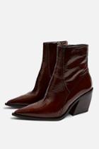 Topshop Idol Honour Leather Western Boots