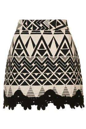 Topshop Crochet Hem A-line Skirt