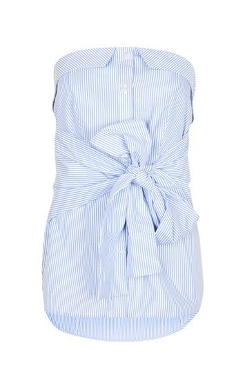 Topshop Knot Front Stripe Bardot Top