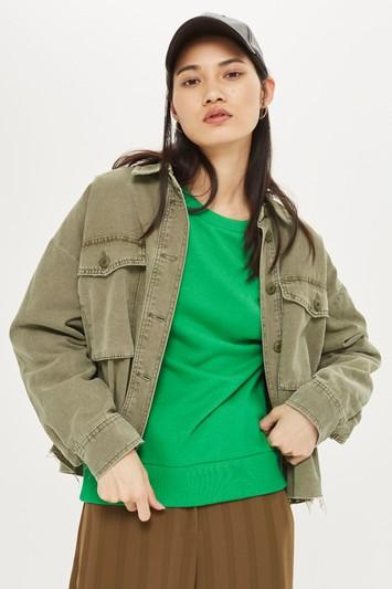 Topshop Raw Hem Crop Shacket