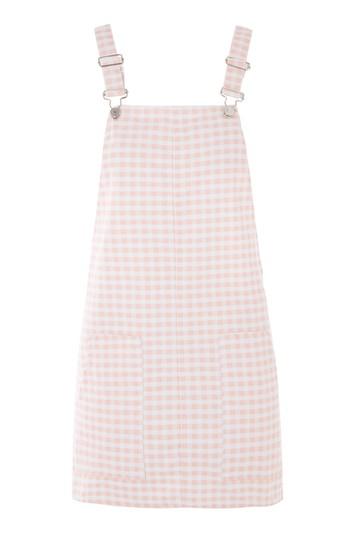 Topshop Moto Pink Gingham Pinafore Dress