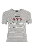 Topshop Tall 'no Romance' Slogan Stripe T-shirt