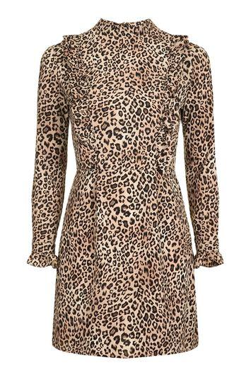 Topshop Leopard Print Ruffle Dress