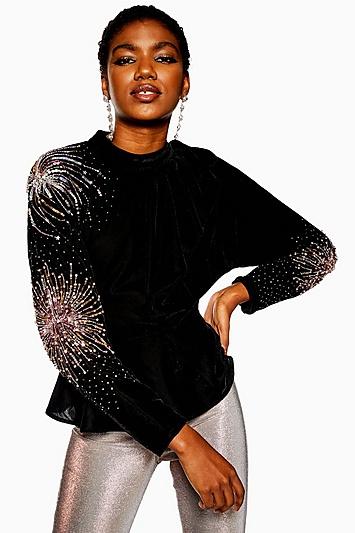 Topshop Firework Embellished Blouse