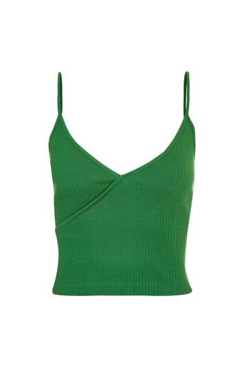 Topshop Ribbed Wrap Cropped Top