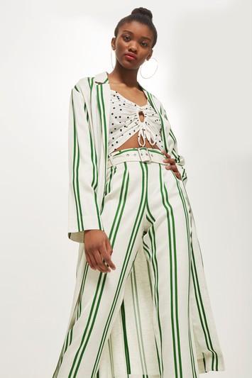 Topshop Stripe Tapered Trousers