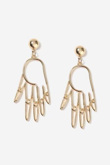 Topshop Hand Shape Drop Earrings