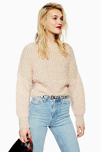 Topshop Fluffy Off Shoulder Jumper