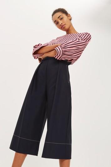 Topshop Petite Top Stitch Wide Leg Pants