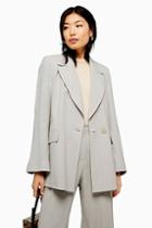 Topshop Pale Blue Slouch Blazer With Linen