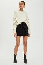 Topshop Petite Belted Denim Skirt