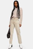 Topshop Sand Raw Hem Straight Jeans