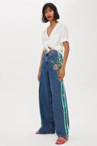 Topshop Moto Rose Side Stripe Wide Leg Jeans