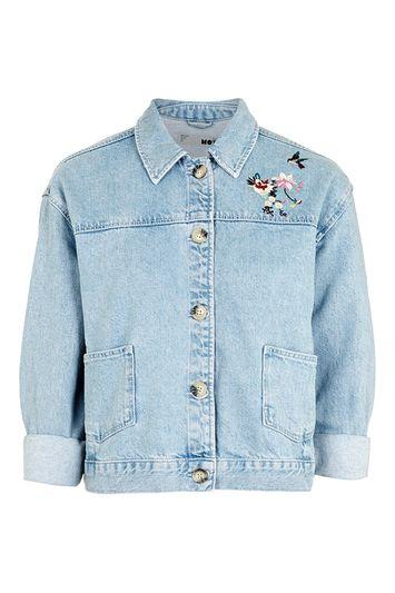 Topshop Moto Embroidered Crop Jacket