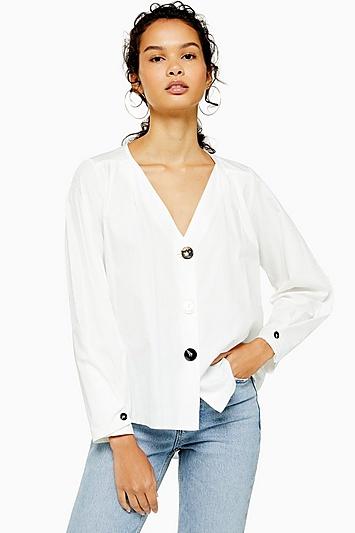 Topshop Mix Pleat Button Top