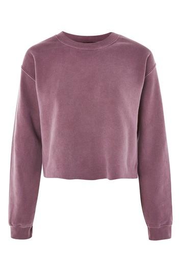 Topshop Crop Overdyed Sweatshirt