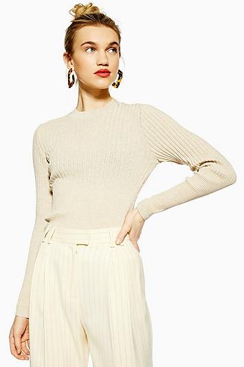 Topshop Recycled Mixed Ribbed Knitted Top