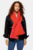 Topshop Red Faux Fur Scarf