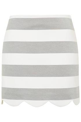 Topshop Striped Scallop Hem Mini Skirt