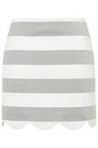 Topshop Striped Scallop Hem Mini Skirt