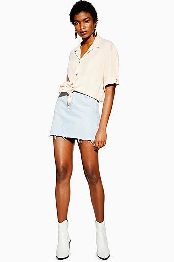 Topshop Bleach Wash Denim Mini Skirt