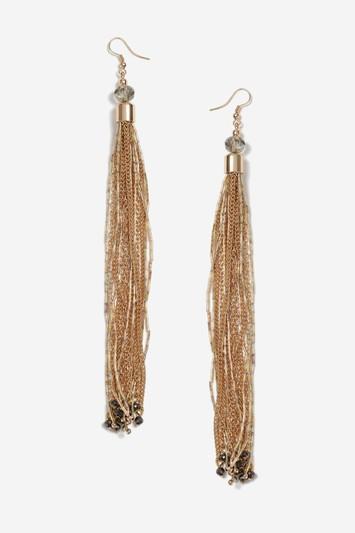 Topshop Gold Maxi Tassel Drop Earrings