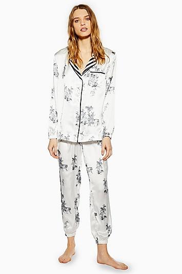 Topshop Monochrome Jungle Print Pyjama Trousers
