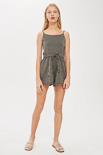 Topshop Sporty Glitter Stripe Playsuit