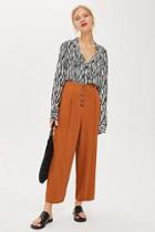 Topshop Horn Button Crop Wide Trousers
