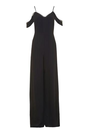 Topshop *lace Trim Cold Shoulder Jumpsuit By Nobody's Child