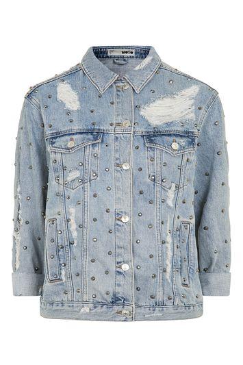 Topshop Moto Studded Oversized Jacket